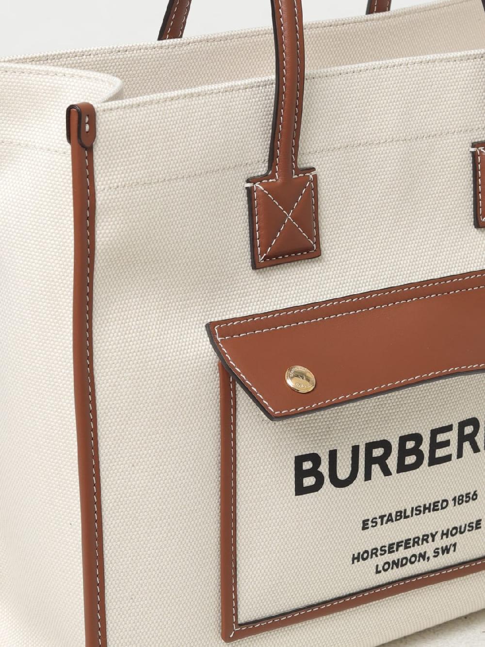 Giglio Borsa Burberry In Canvas E Pelle