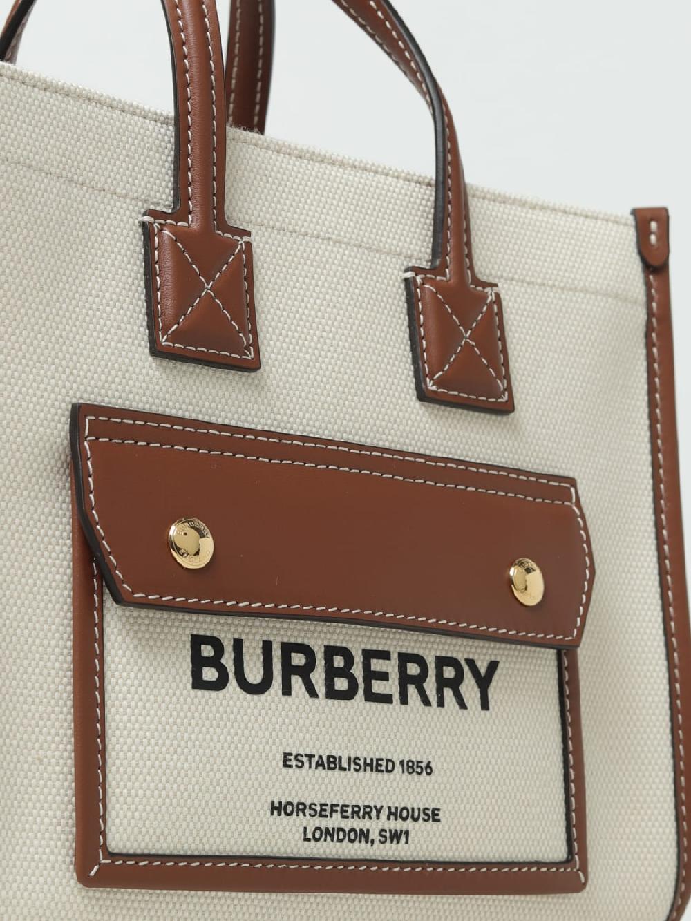 Giglio Borsa Burberry In Canvas E Pelle