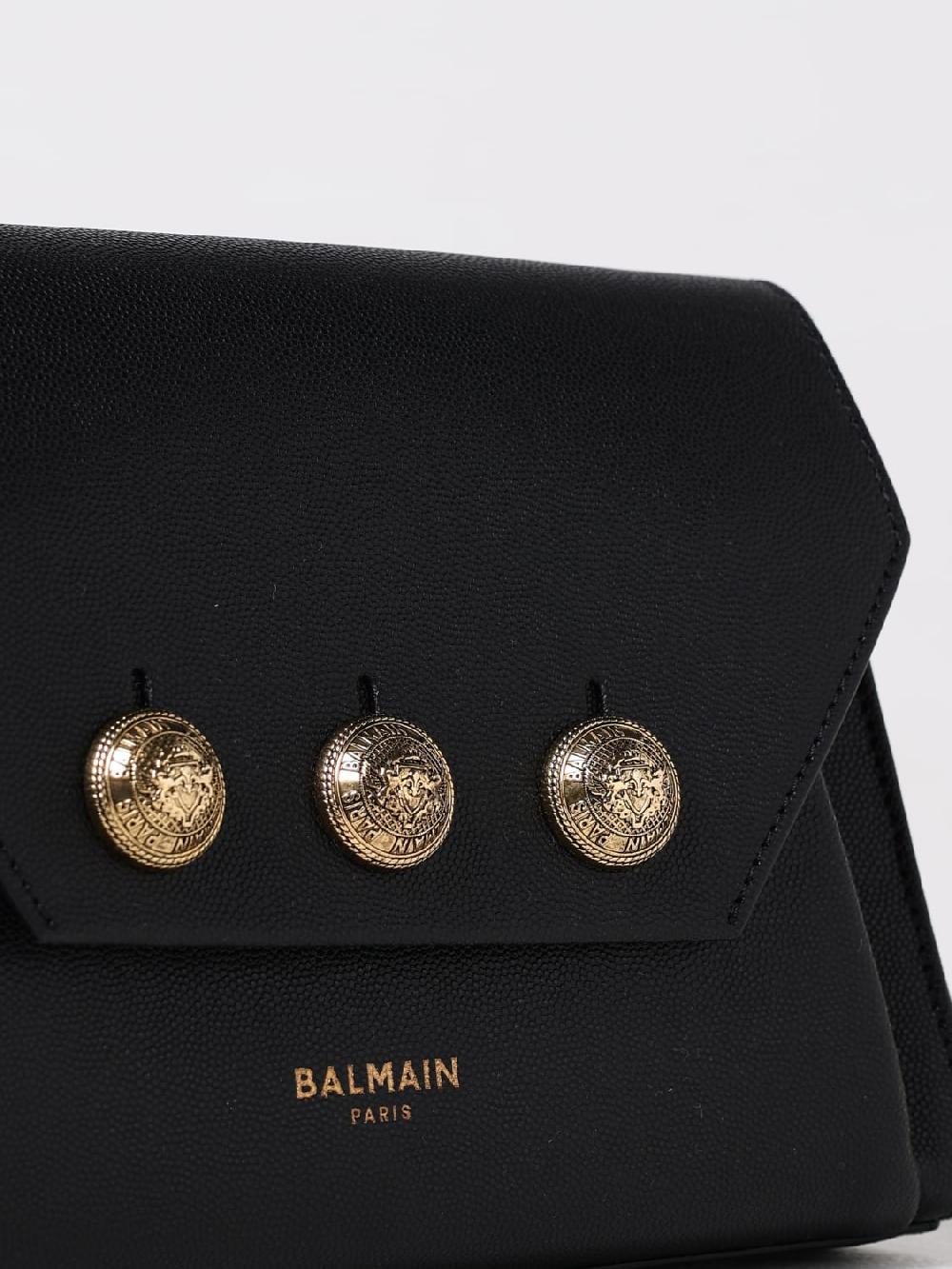 Giglio Borsa Emblema Balmain In Pelle A Grana