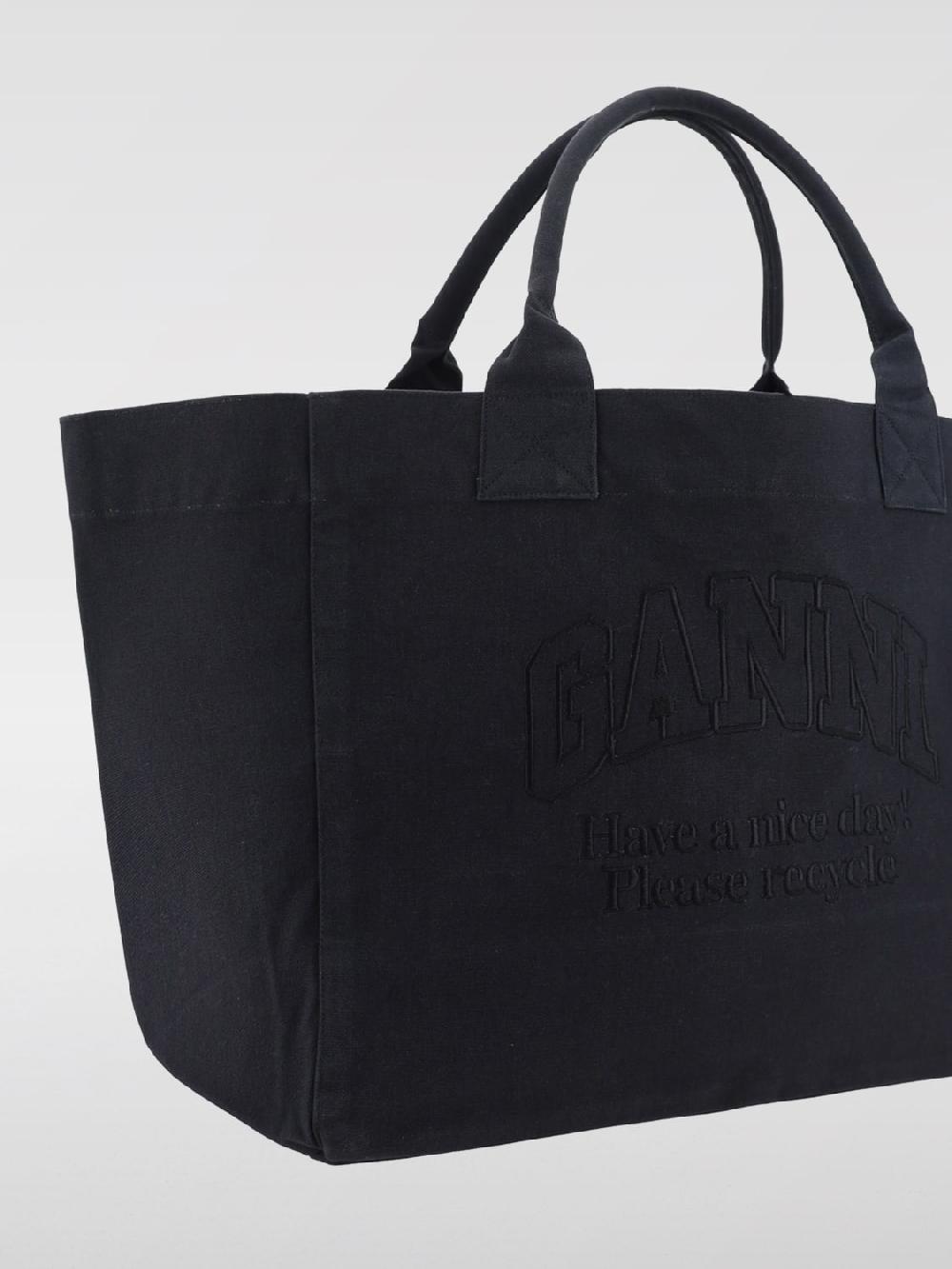 Giglio Borsa Ganni In Canvas Con Logo Ricamato