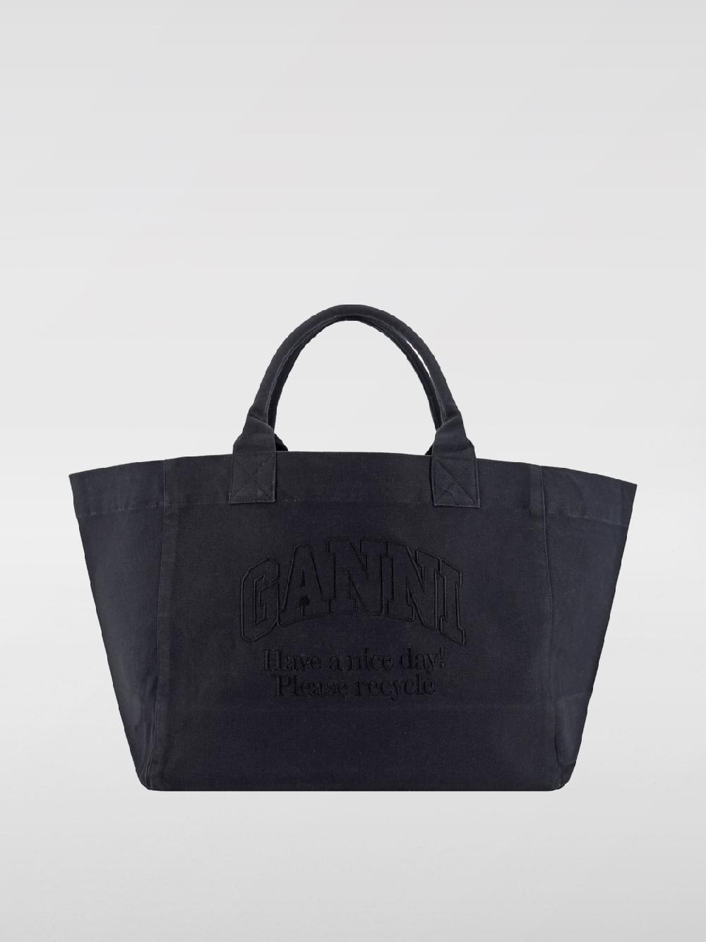 Giglio Borsa Ganni in canvas con logo ricamato