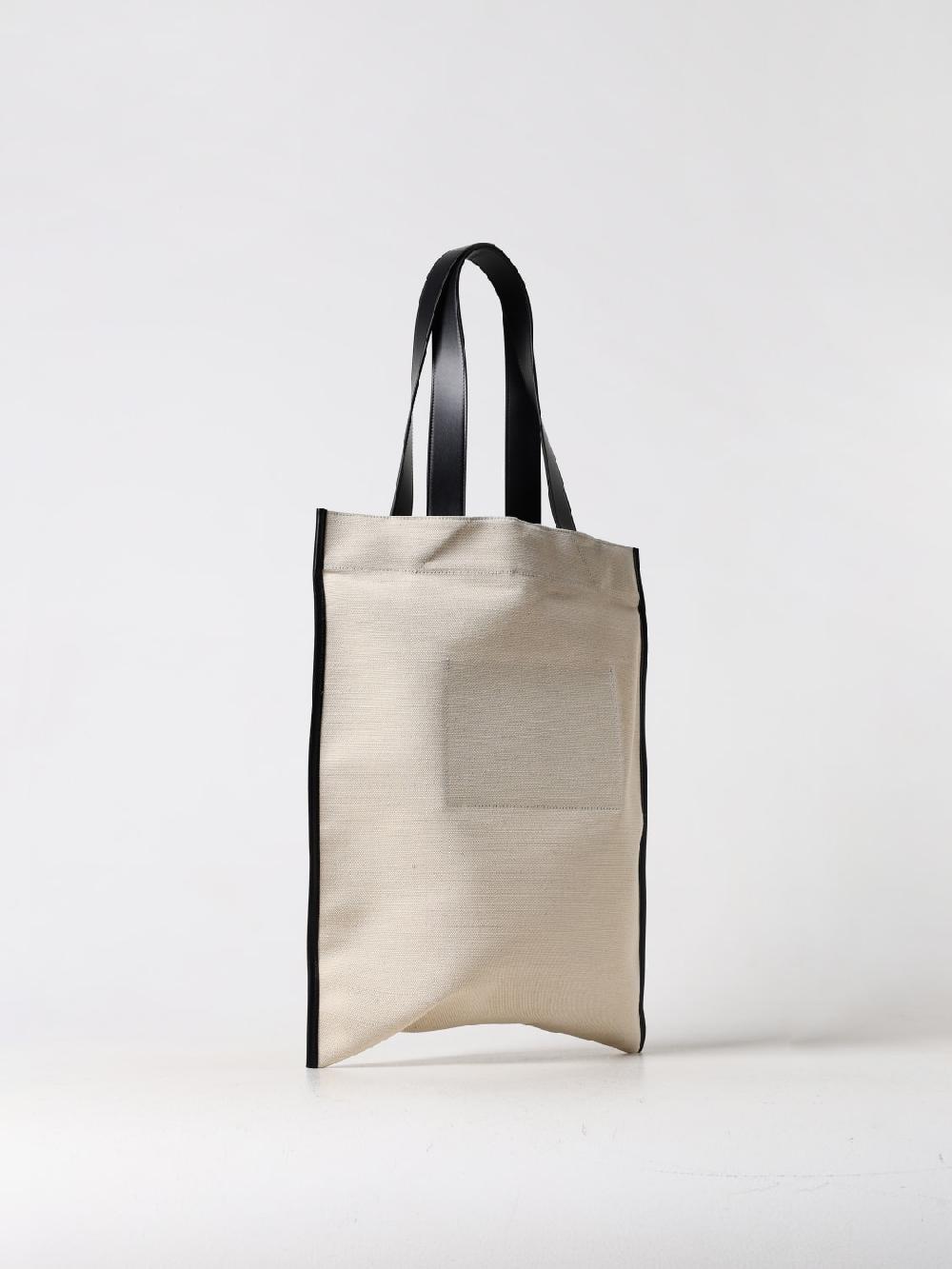 Giglio Borsa Jil Sander In Iuta E Pelle Con Logo