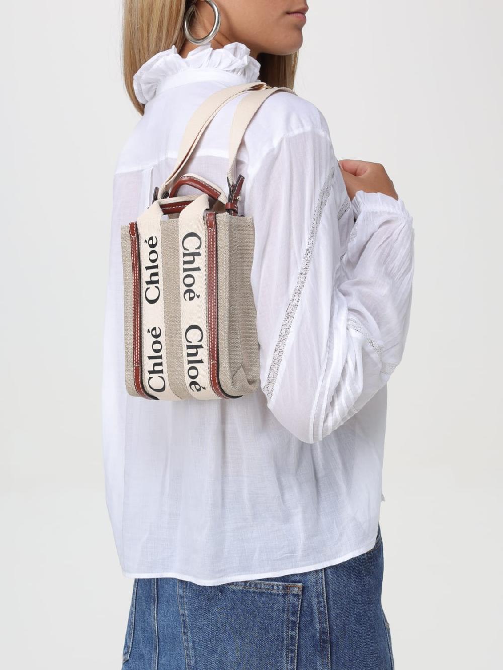 Giglio Borsa Mini Woody Chloè In Canvas E Pelle