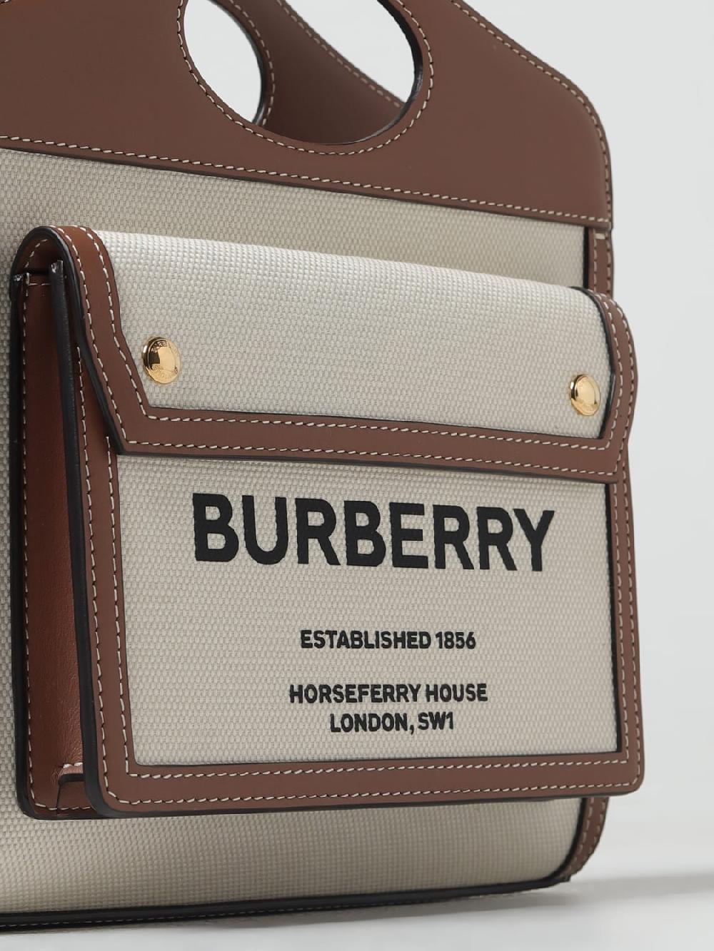 Giglio Borsa Pocket Burberry In Canvas E Pelle