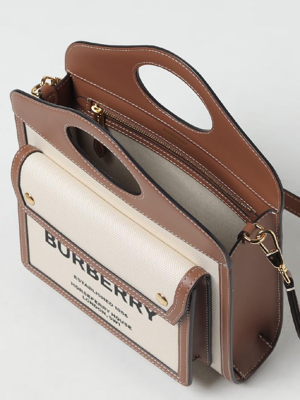 Giglio Borsa Pocket Burberry In Canvas E Pelle