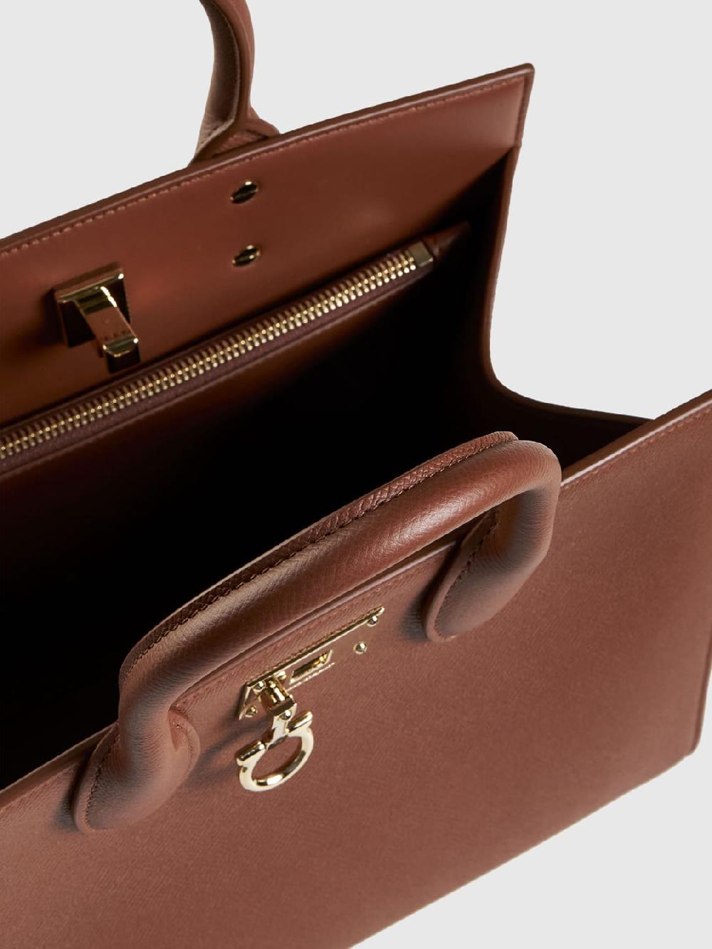 Giglio Borsa Studio Box Ferragamo In Pelle A Grana
