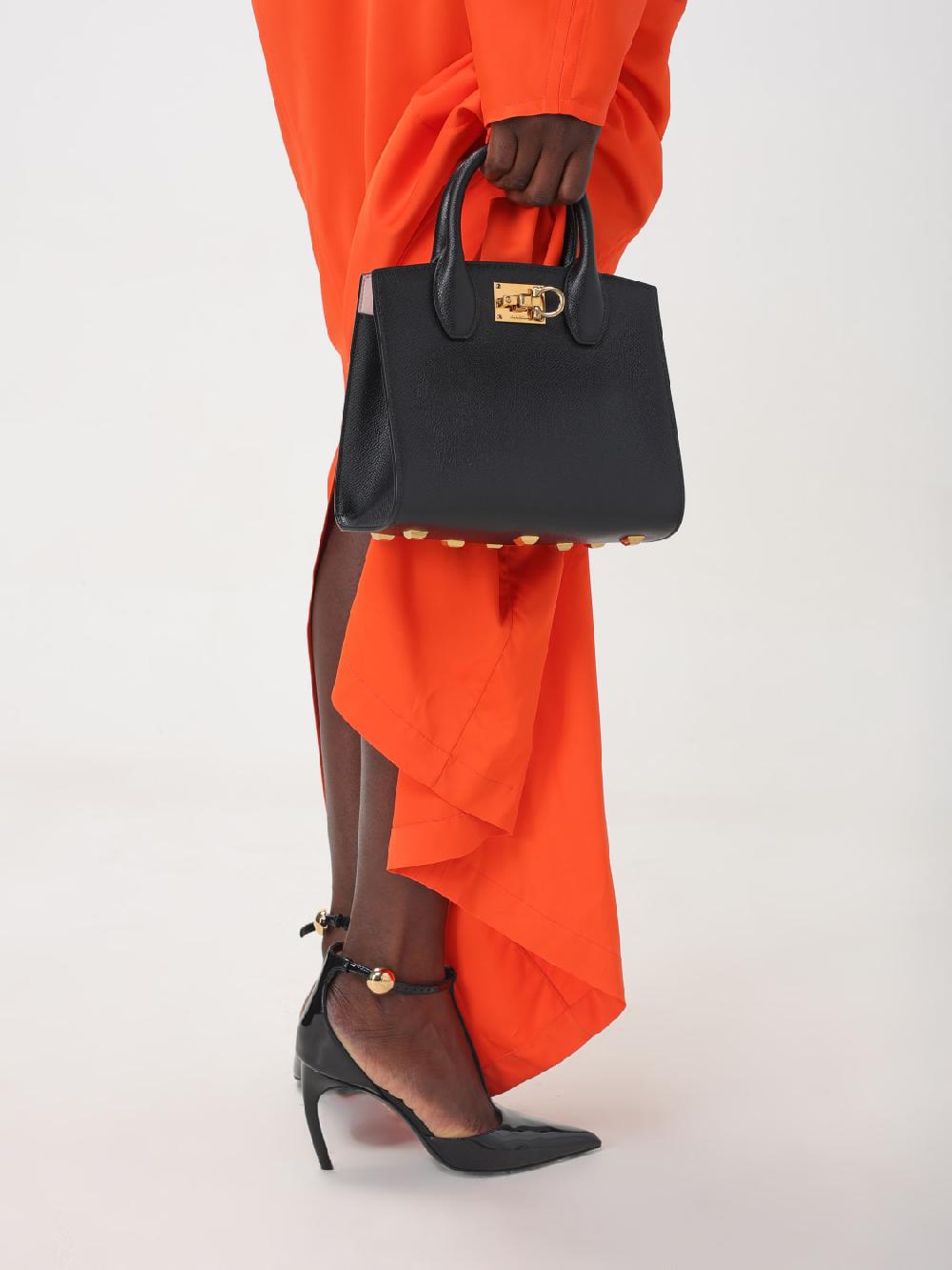 Giglio Borsa Studio Box Ferragamo In Pelle A Grana