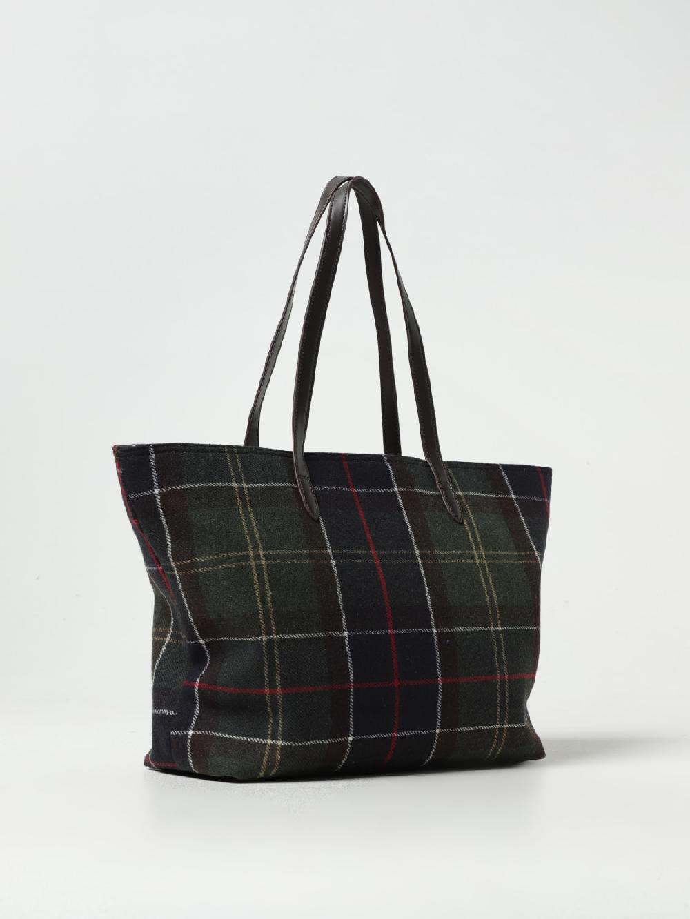 Giglio Borsa Tote Barbour In Lana Tartan E Pelle
