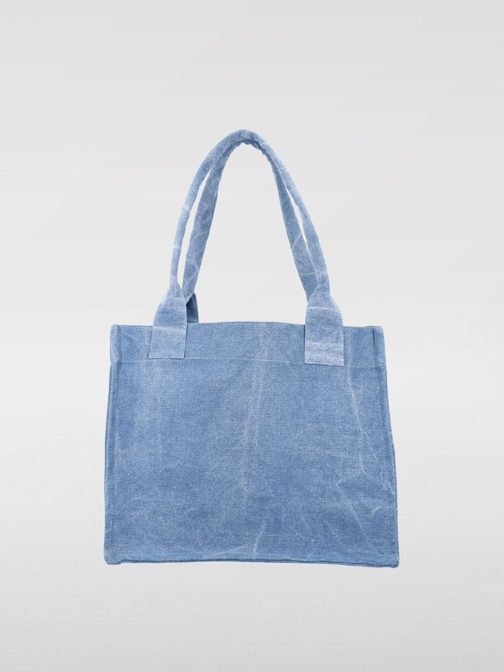Giglio Borsa Tote Denim Con Logo Floccato Ganni