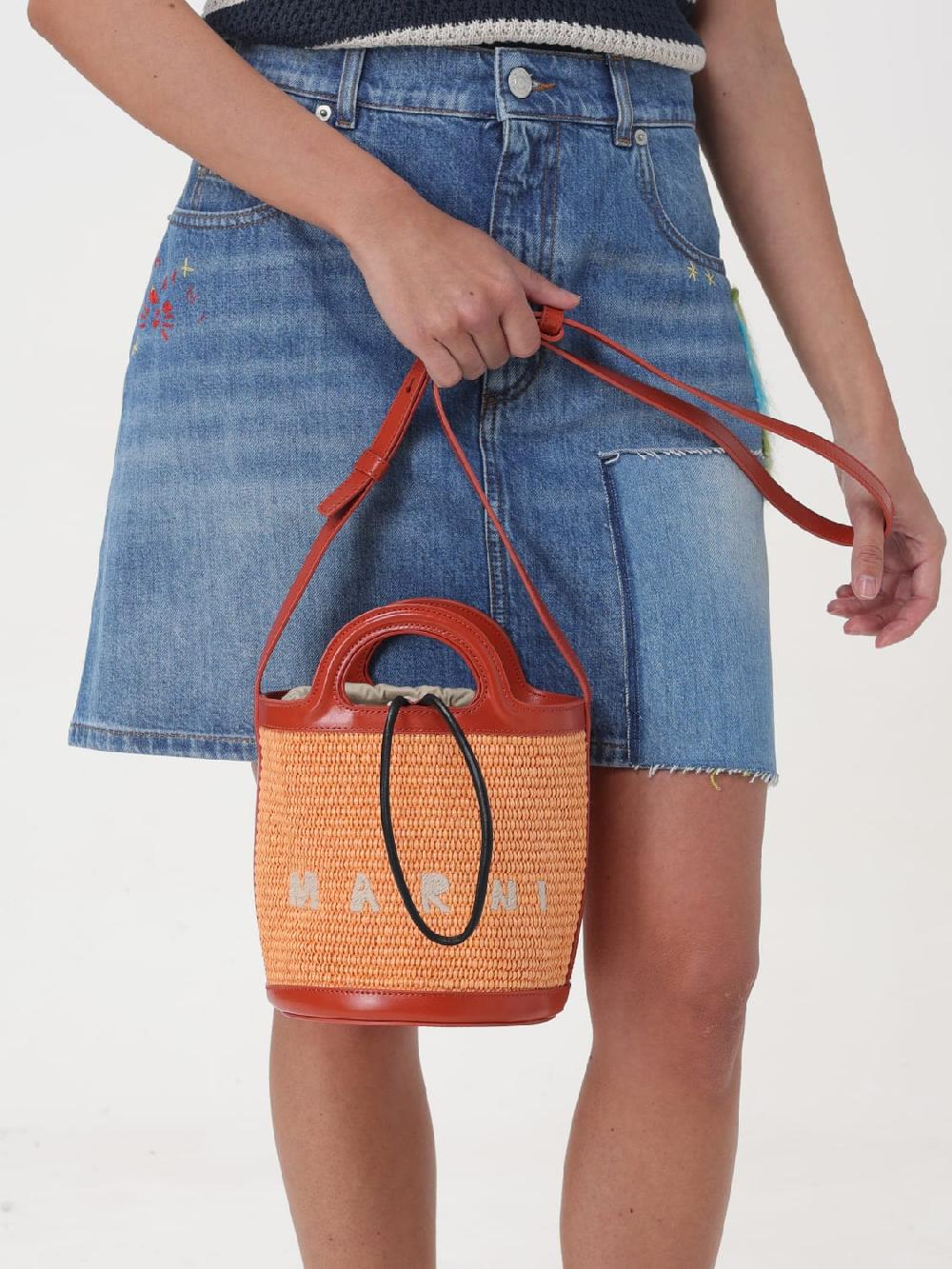 Giglio Borsa Tropicalia Marni In Pelle E Rafia