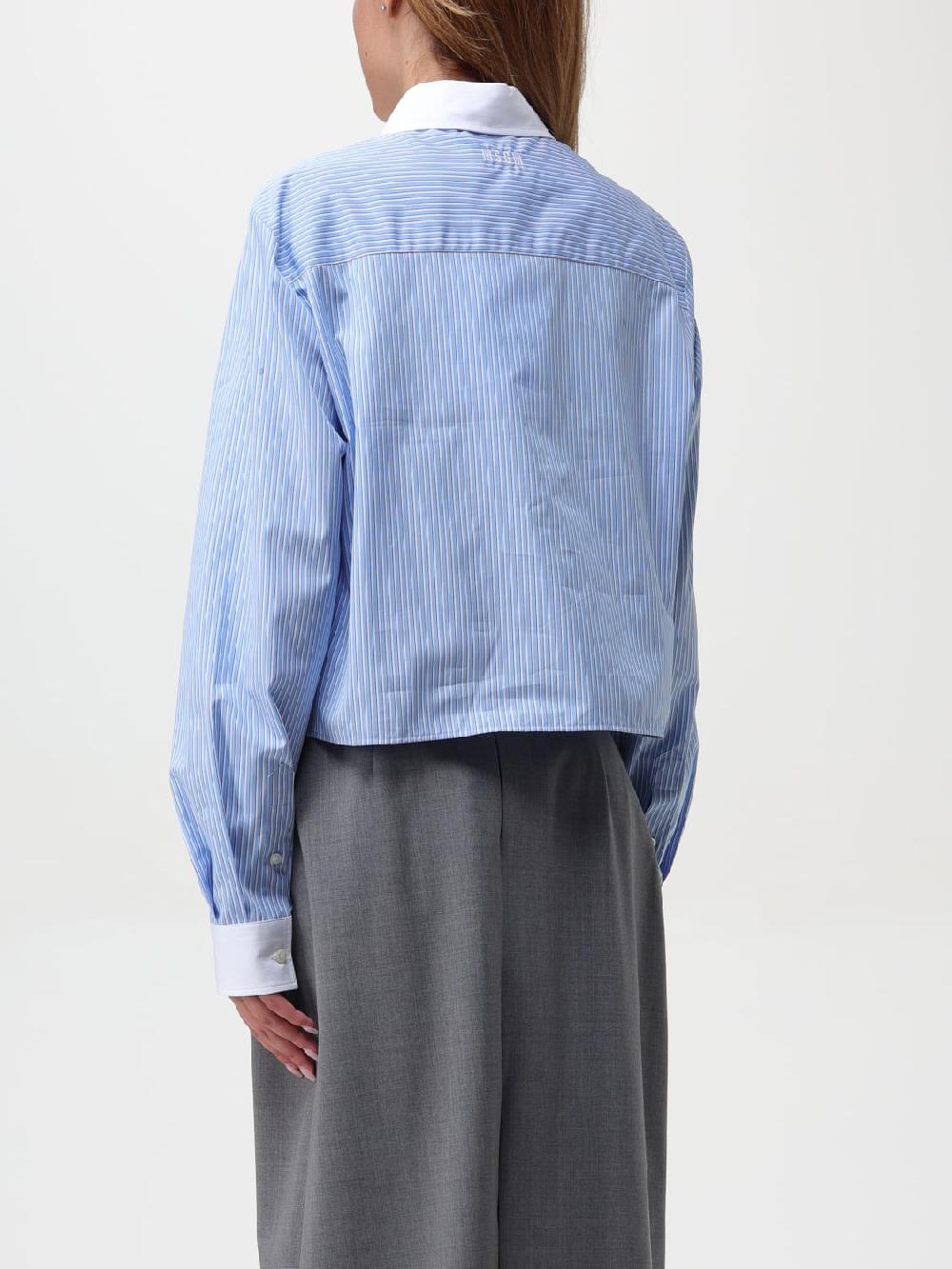 Giglio Camicia A Righe Con Fiore MSGM