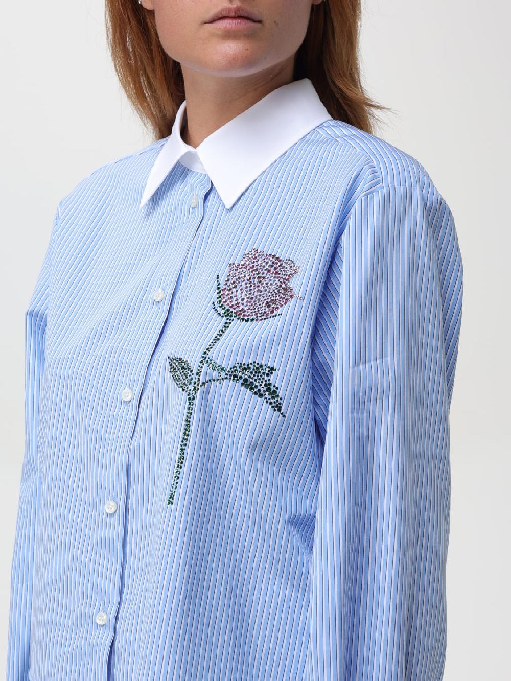 Giglio Camicia A Righe Con Fiore MSGM