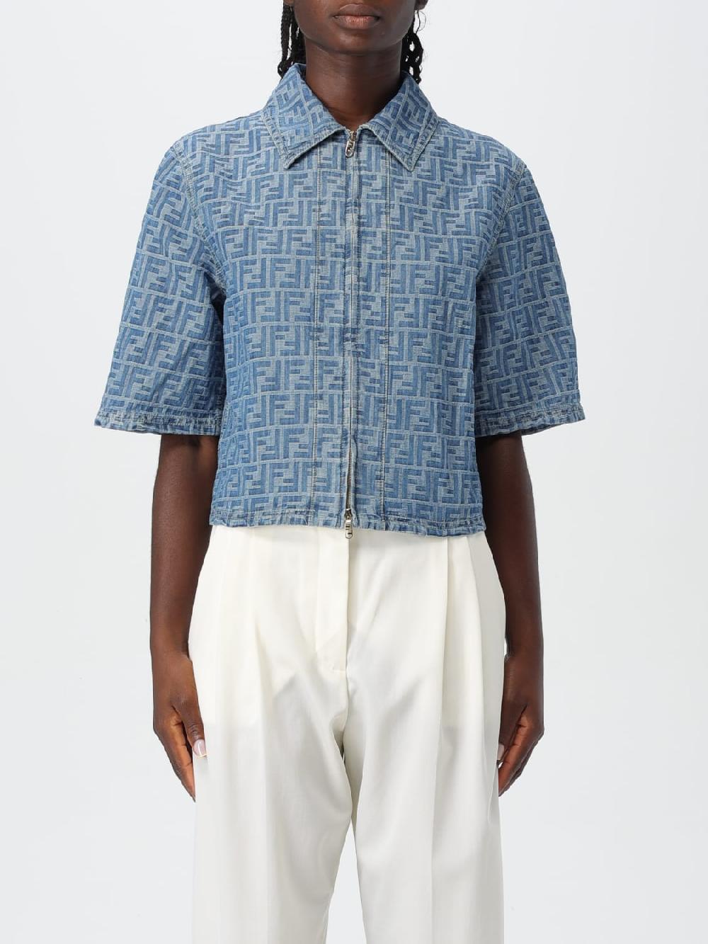 Giglio Camicia FF Fendi in denim jacquard