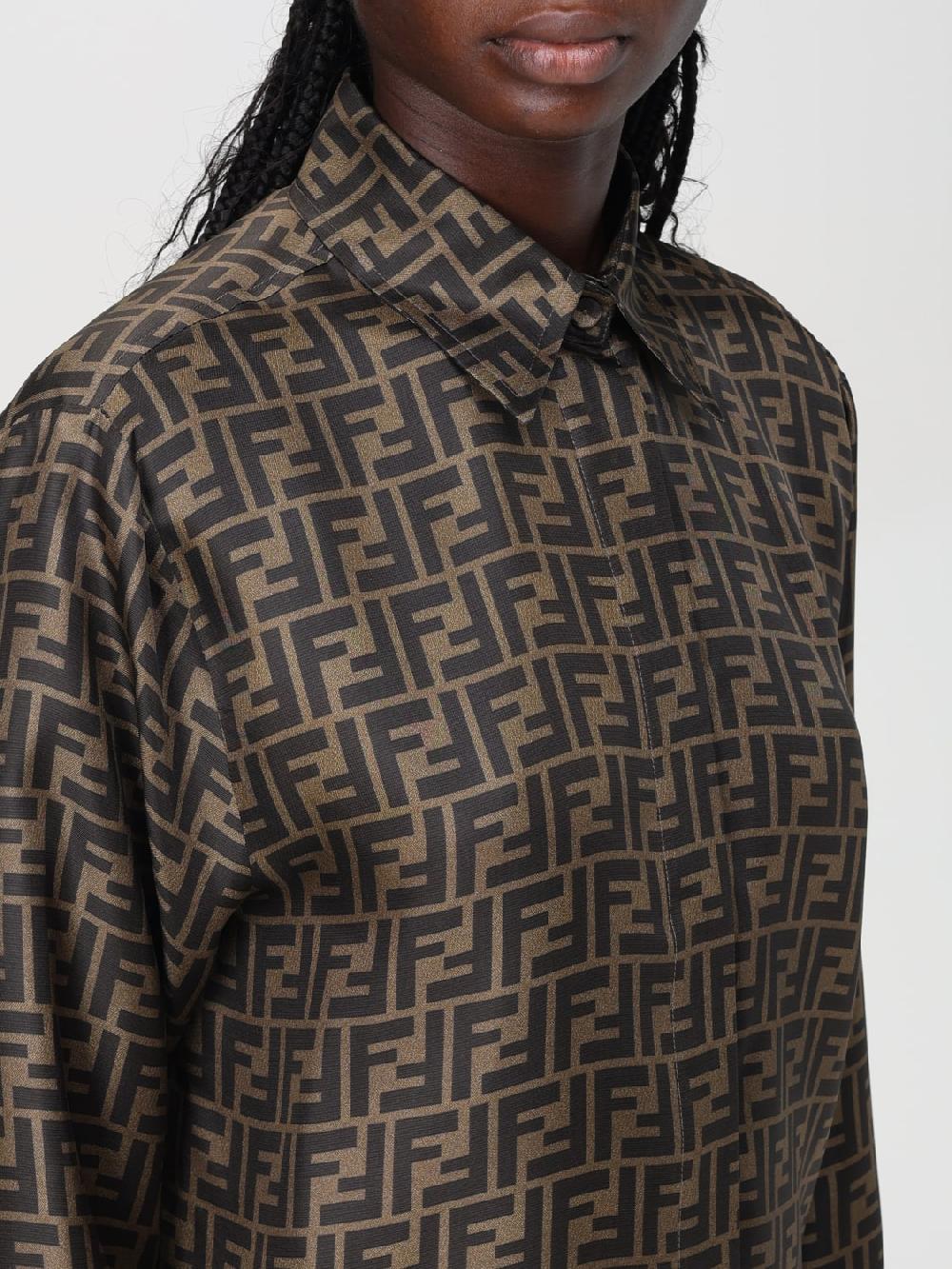 Giglio Camicia FF Fendi In Seta Con Logo All Over