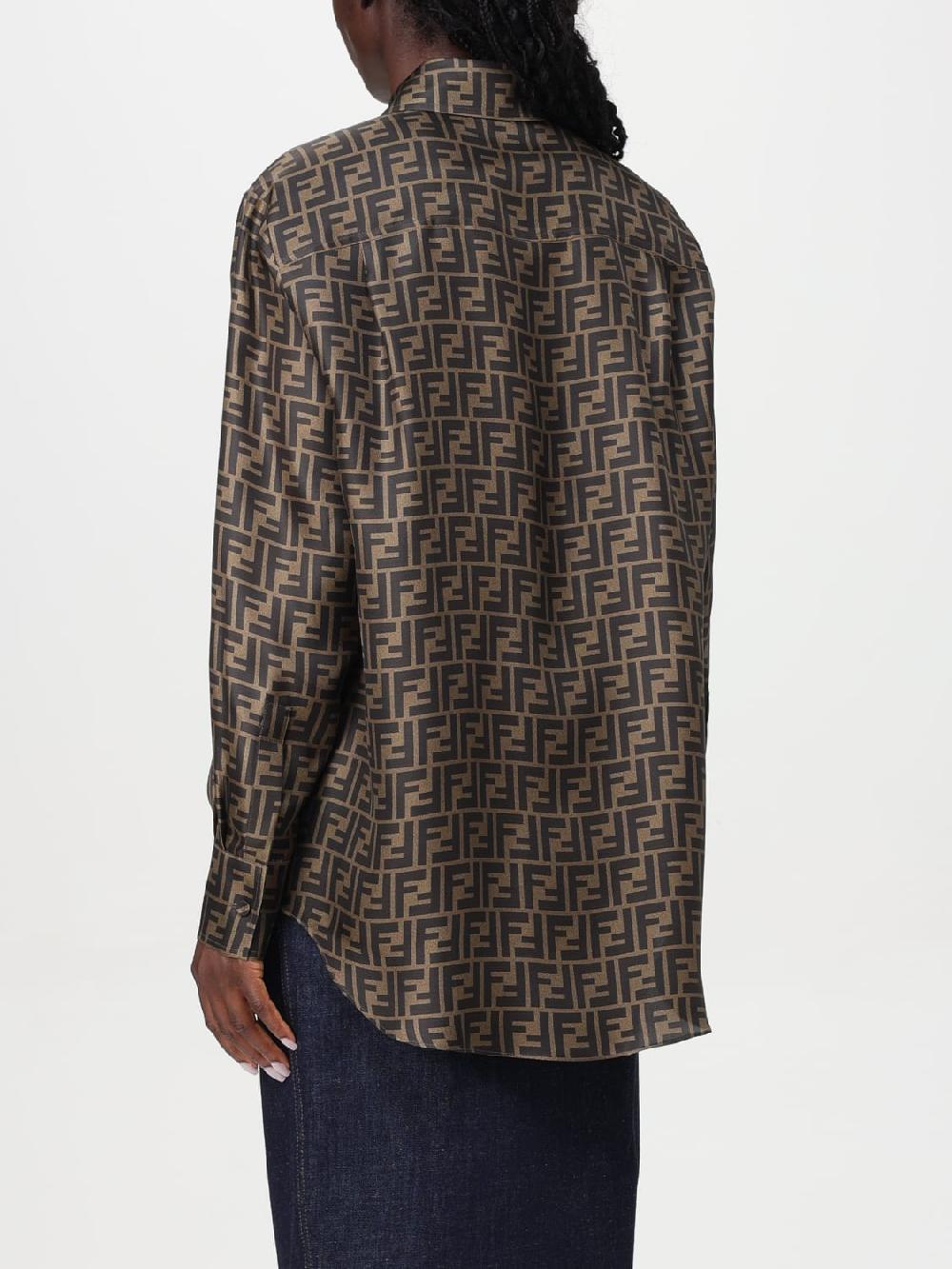 Giglio Camicia FF Fendi In Seta Con Logo All Over