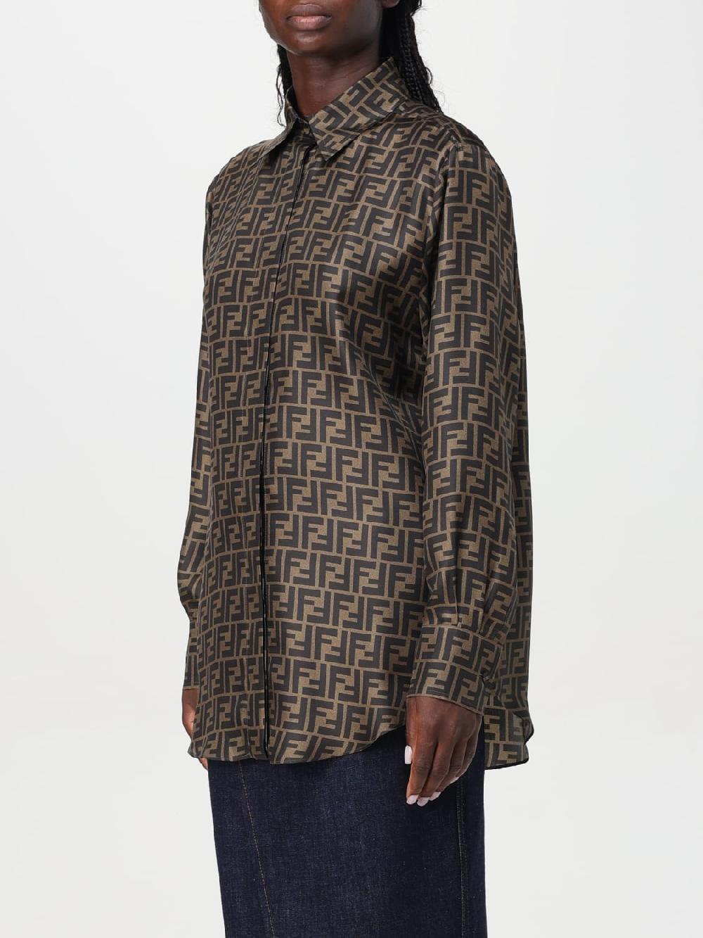 Giglio Camicia FF Fendi In Seta Con Logo All Over