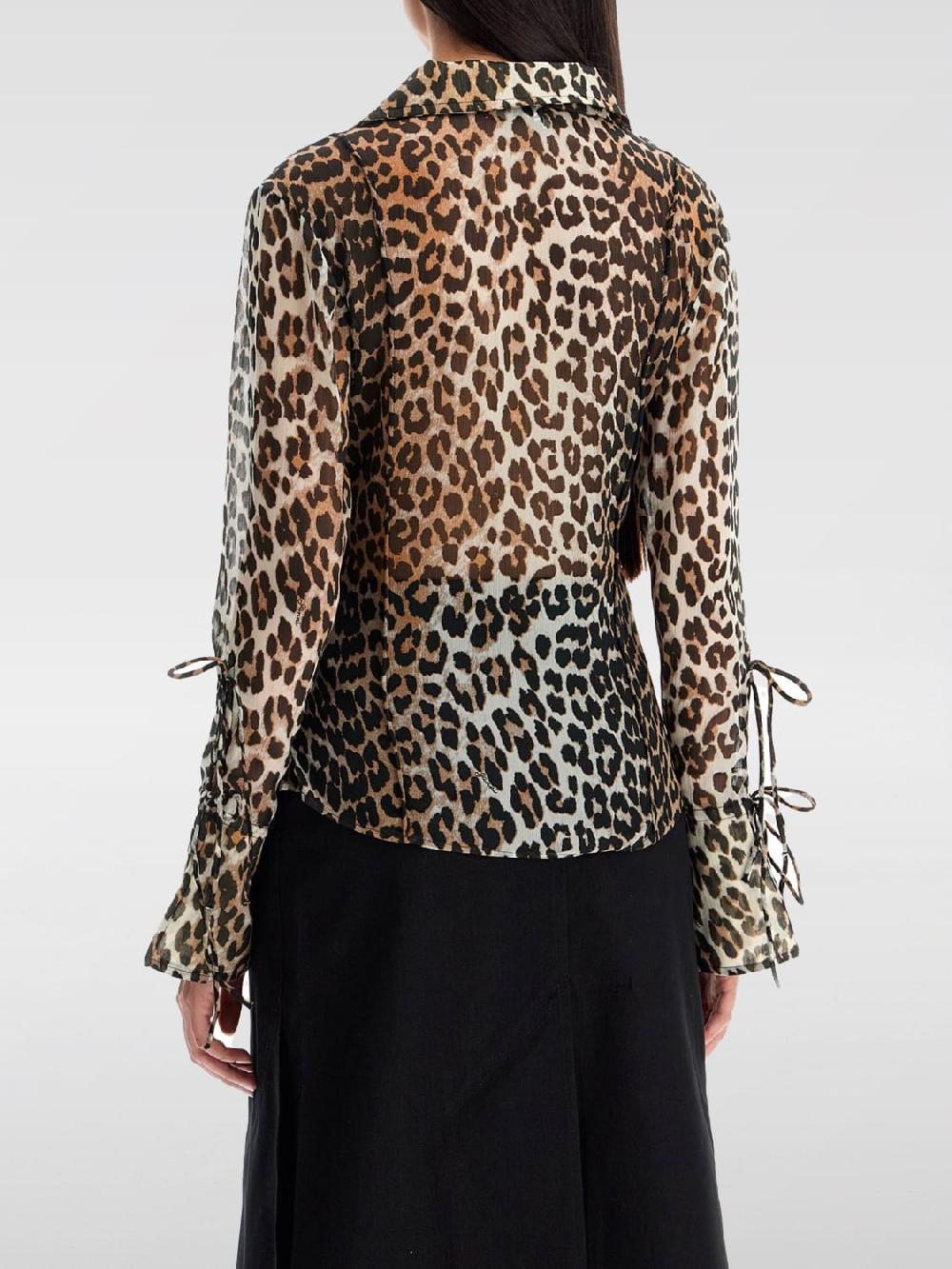 Giglio Camicia Ganni In Crêpe Animalier