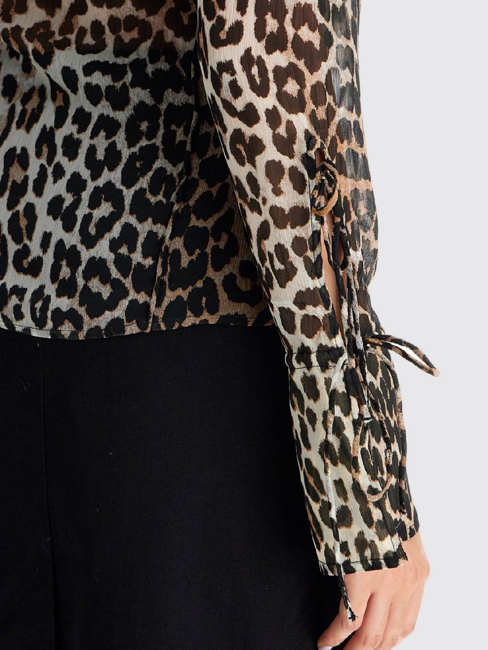 Giglio Camicia Ganni In Crêpe Animalier