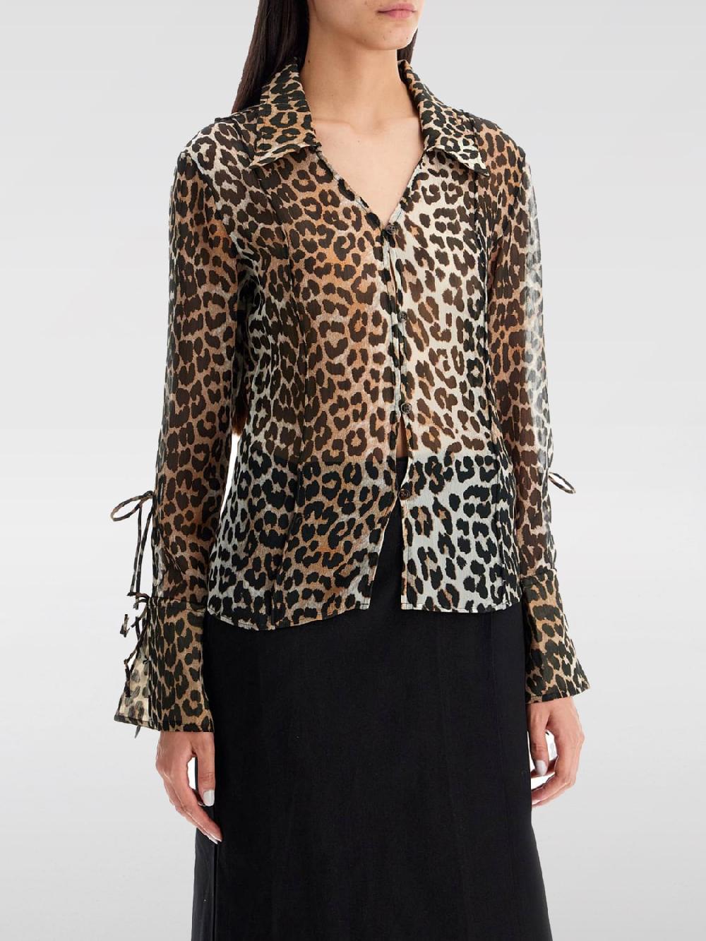 Giglio Camicia Ganni in crêpe animalier