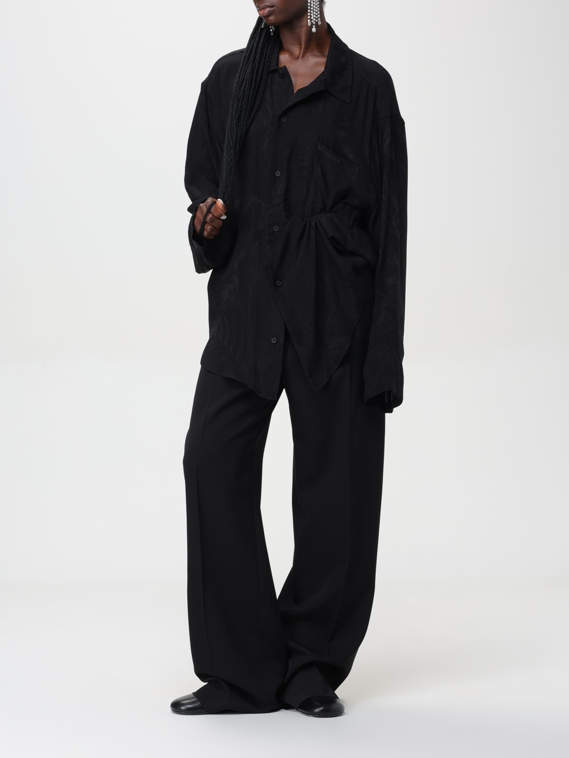 Giglio Camicia In Misto Seta Con Logo Balenciaga