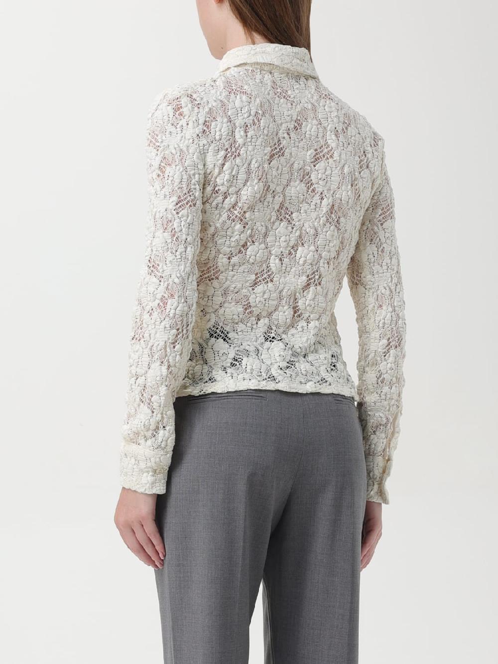 Giglio Camicia MSGM In Pizzo Misto Cotone