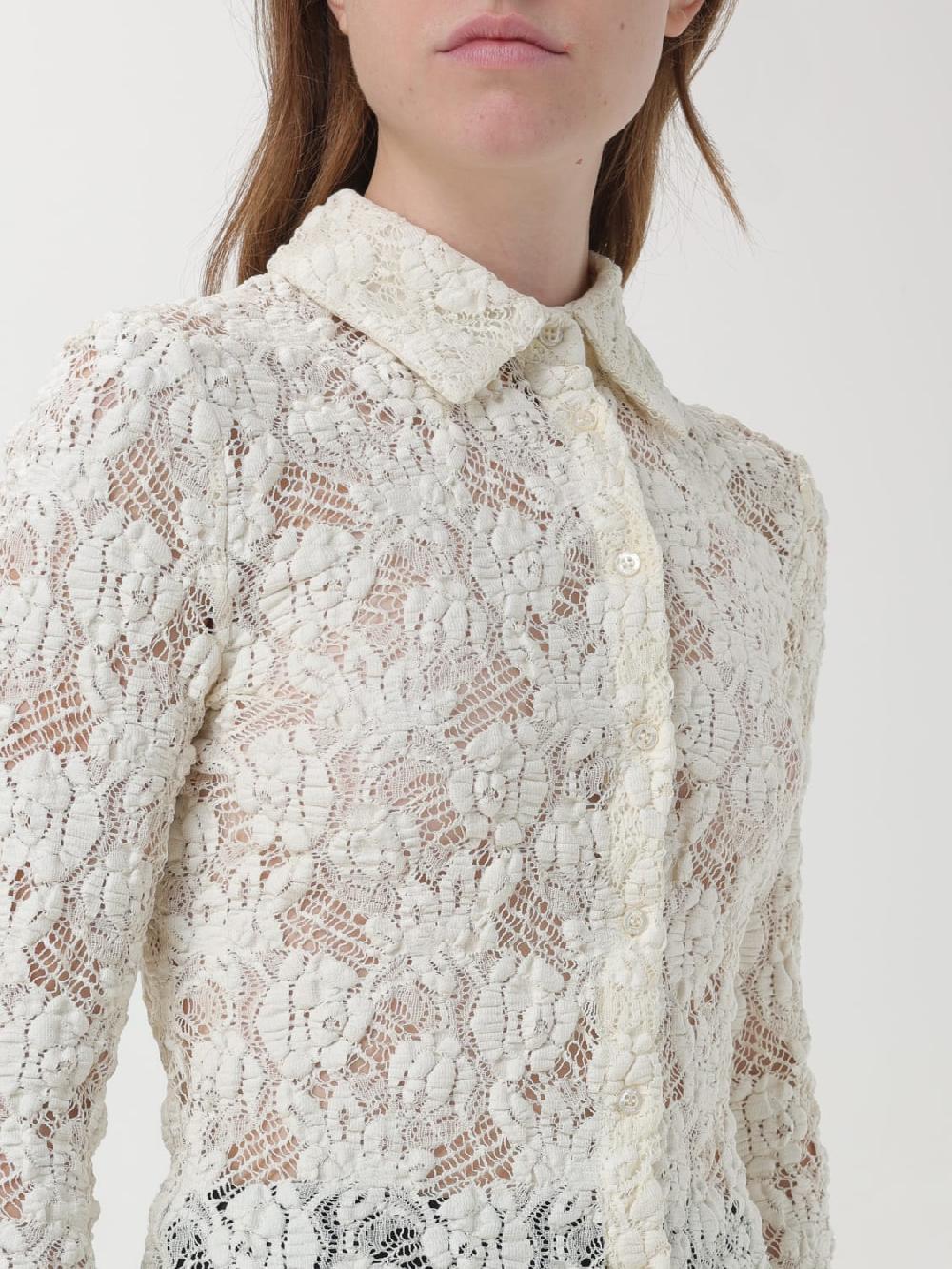 Giglio Camicia MSGM In Pizzo Misto Cotone