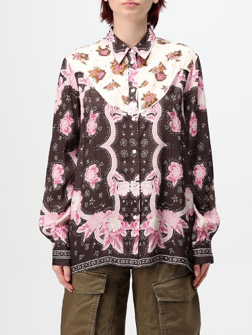 Giglio Camicia Pinko in misto cotone stampato