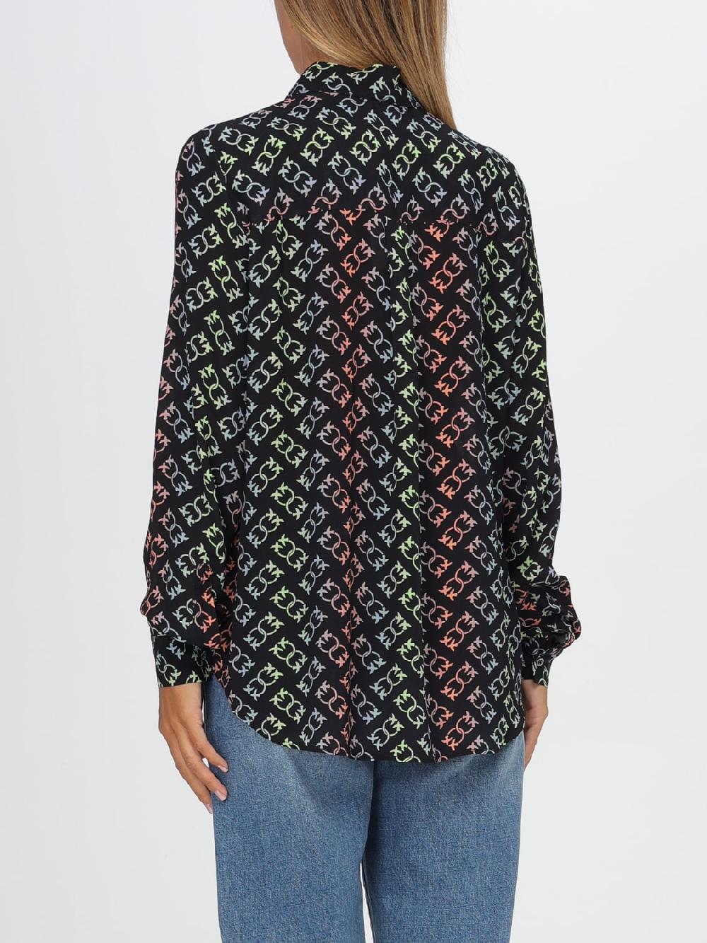 Giglio Camicia Pinko In Viscosa Con Logo All-over