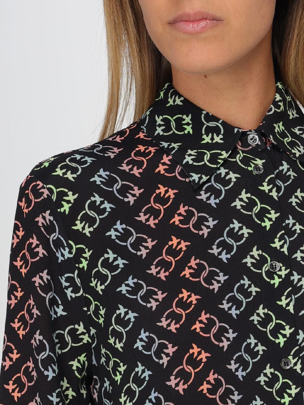 Giglio Camicia Pinko In Viscosa Con Logo All-over