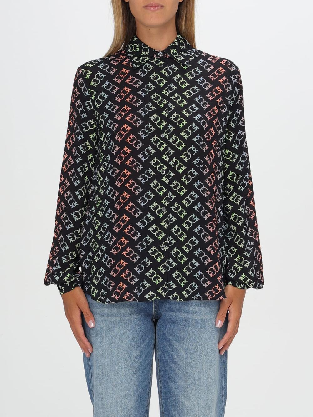 Giglio Camicia Pinko in viscosa con logo all-over