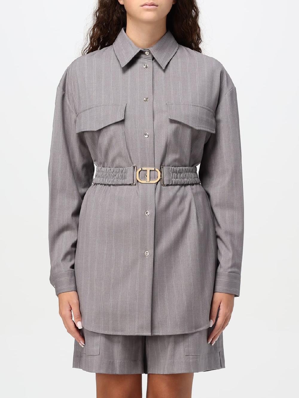 Giglio Camicia Twinset in tessuto gessato
