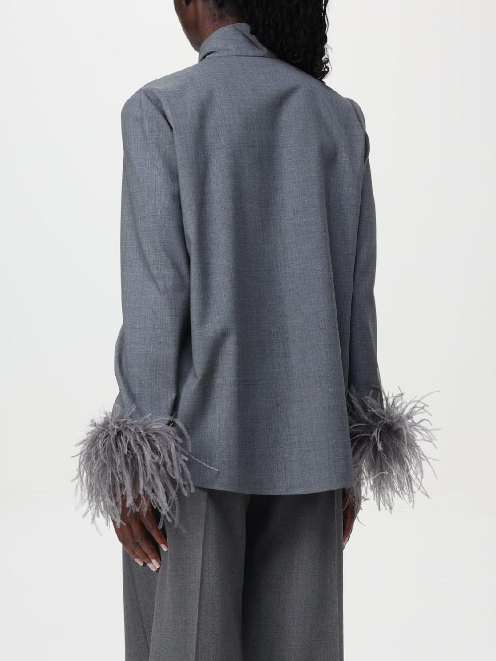 Giglio Camicia Valentino In Lana Vergine Con Piume