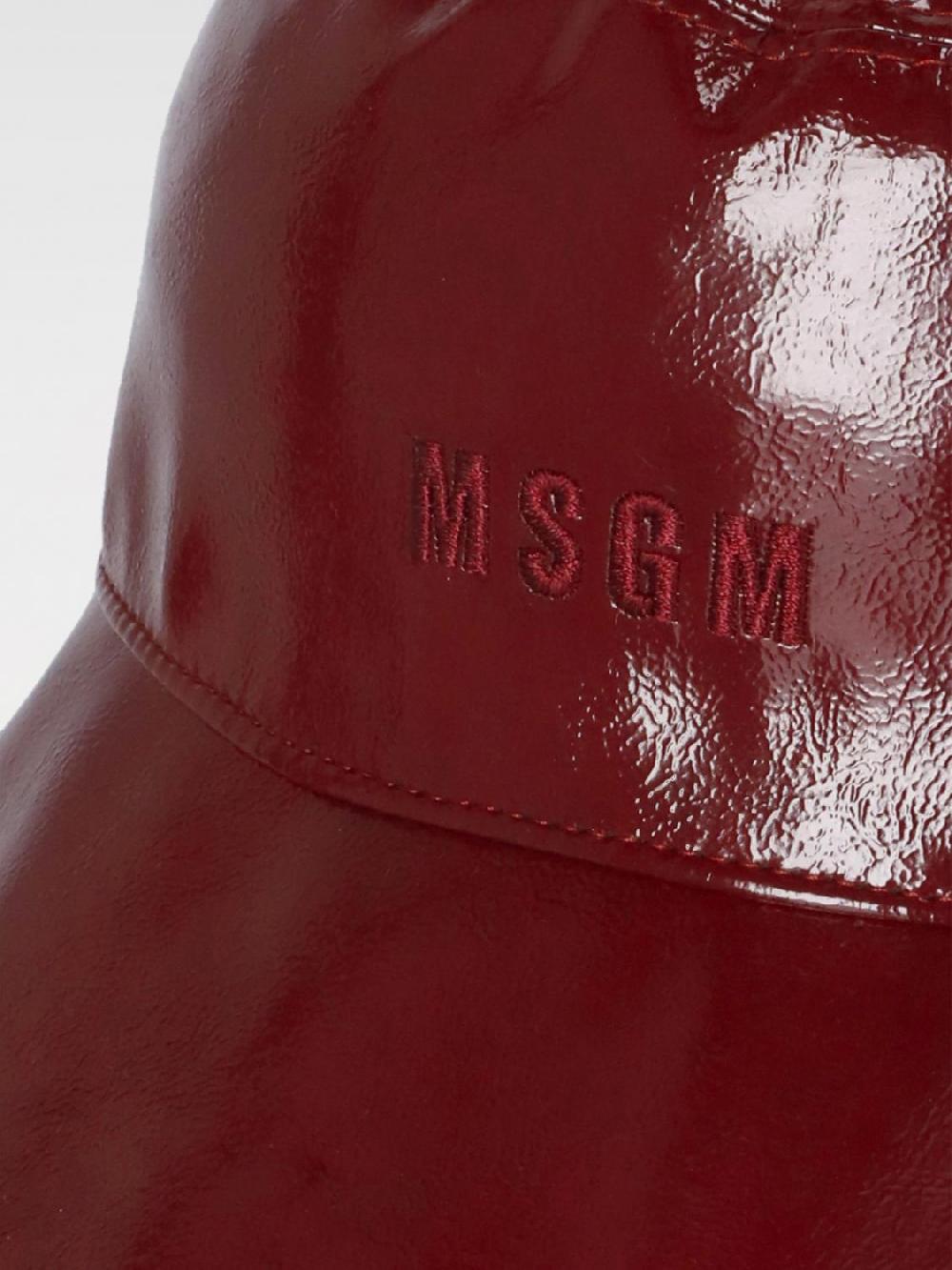 Giglio Cappello MSGM In Vernice Con Logo Ricamato