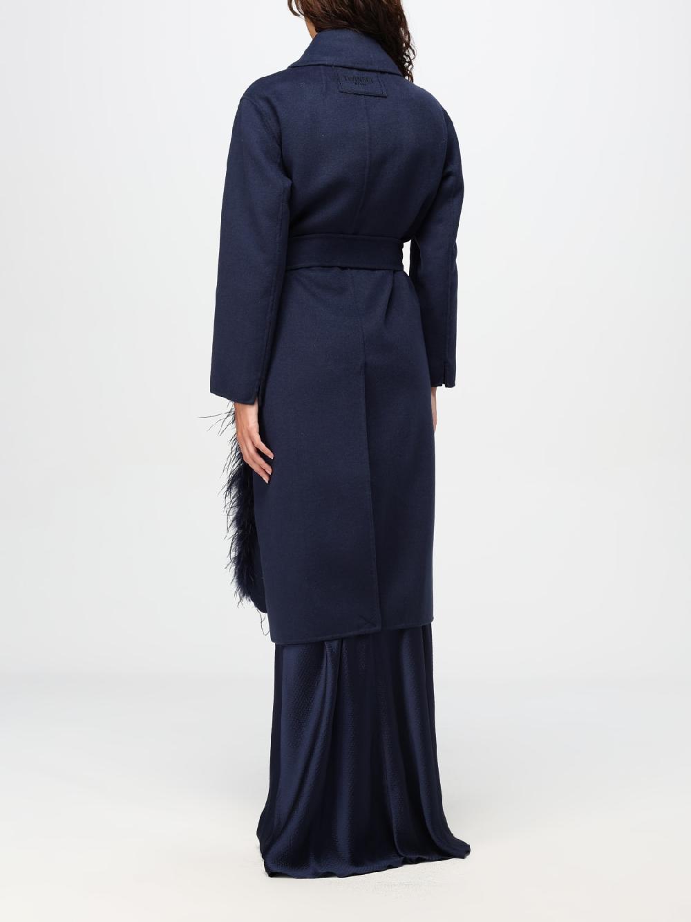 Giglio Cappotto Twinset In Misto Lana Con Piume