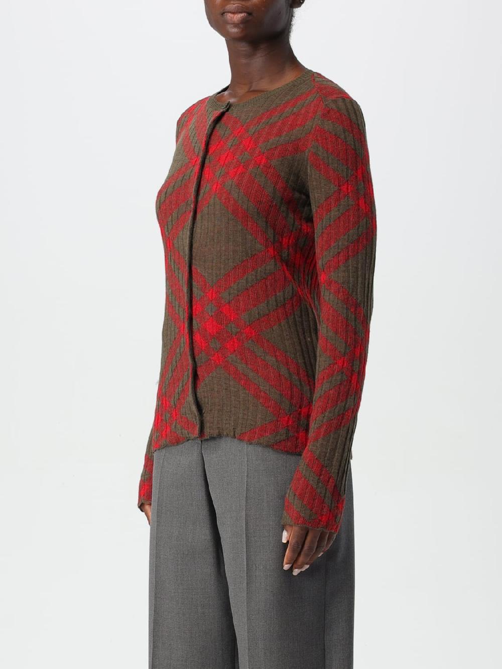 Giglio Cardigan Check Burberry In Misto Lana