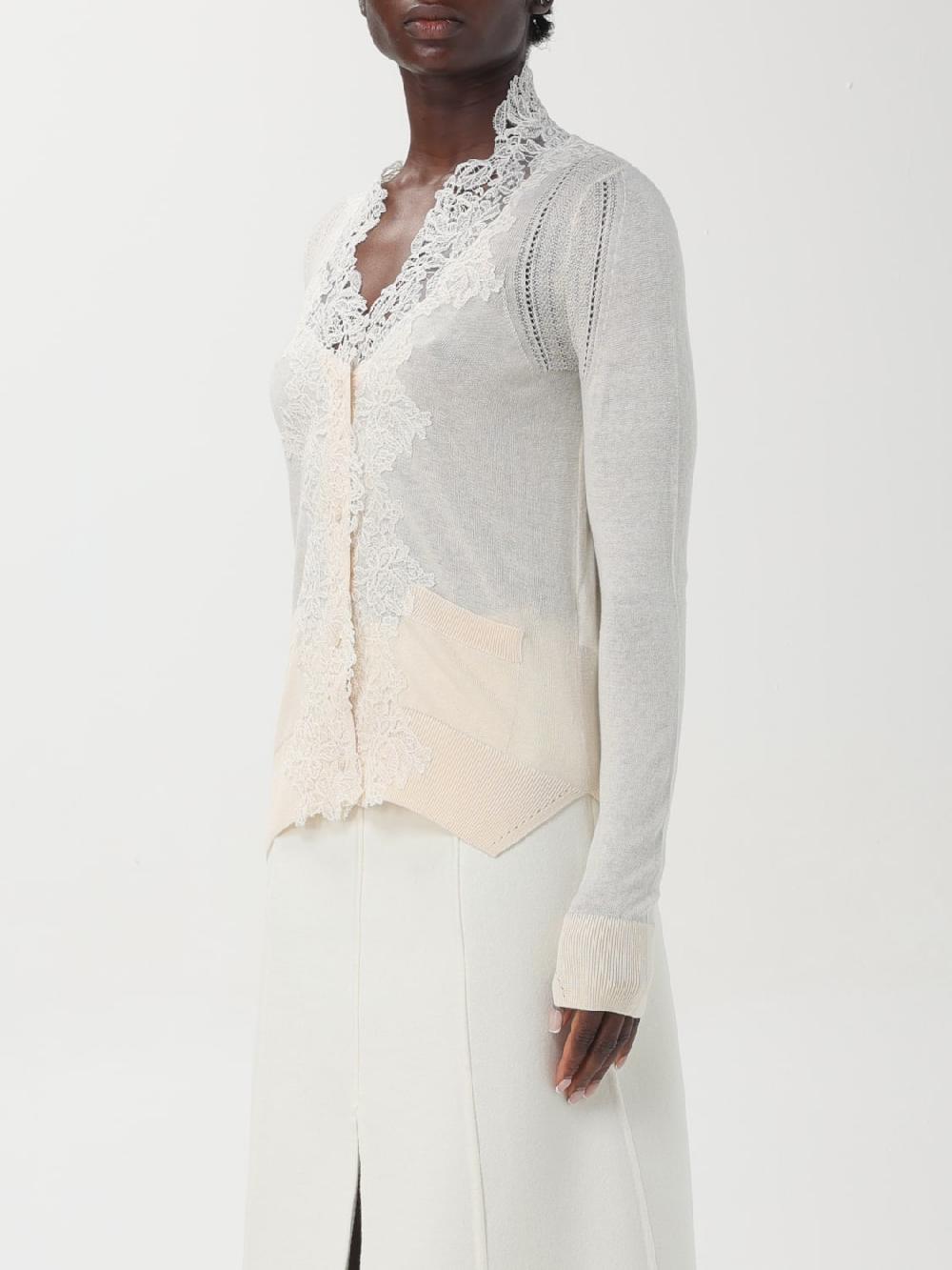 Giglio Cardigan Ermanno Scervino In Cotone E Pizzo