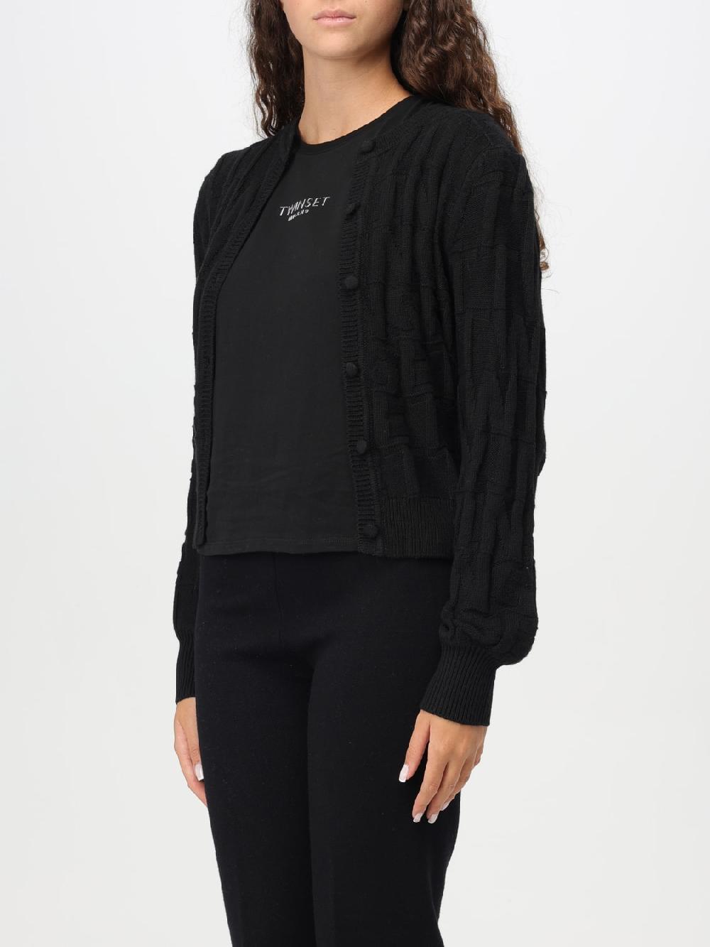 Giglio Cardigan Logato Twinset In Misto Cashmere