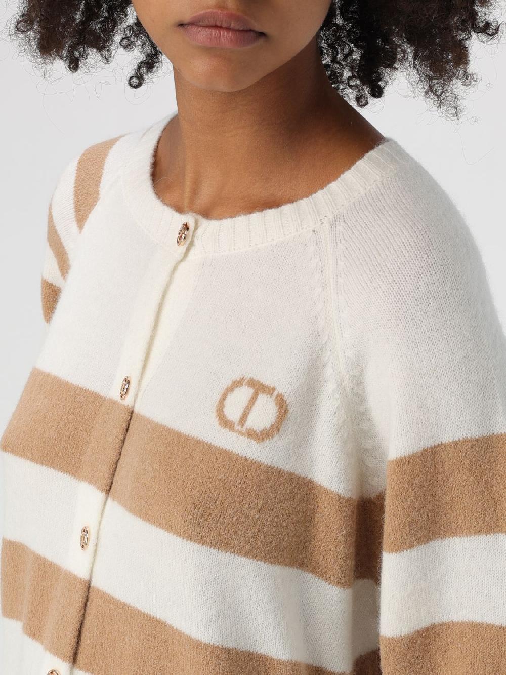 Giglio Cardigan Twinset In Misto Lana A Righe