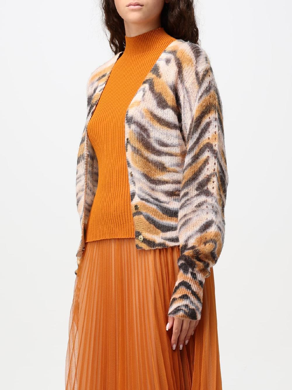 Giglio Cardigan Twinset In Misto Lana Animalier