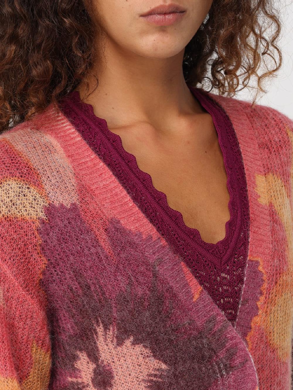 Giglio Cardigan Twinset In Misto Lana Animalier
