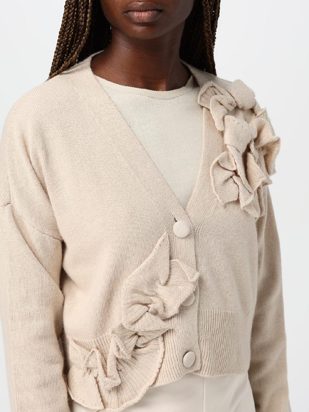 Giglio Cardigan Twinset In Misto Lana Con Volant
