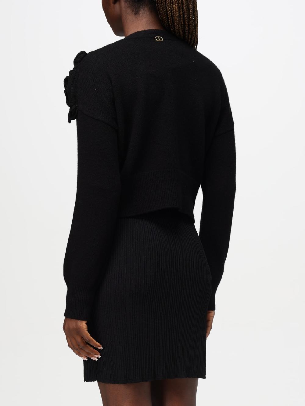 Giglio Cardigan Twinset In Misto Lana Con Volant