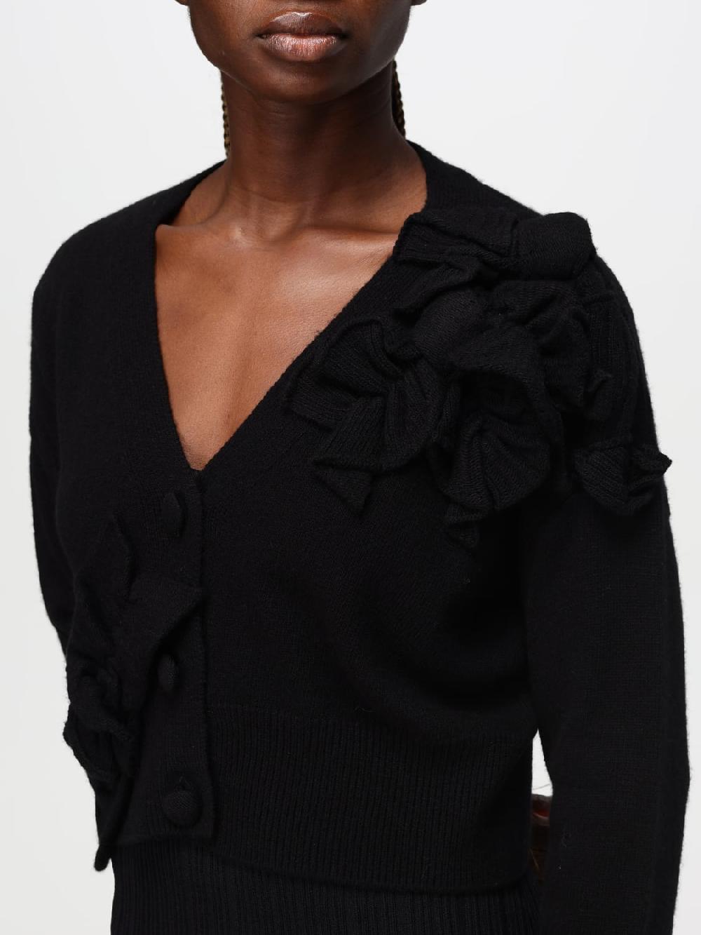 Giglio Cardigan Twinset In Misto Lana Con Volant