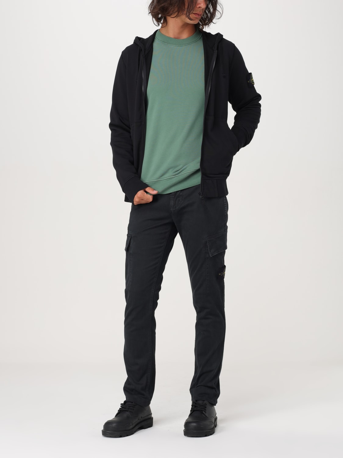 Giglio Felpa Con Cappuccio E Zip Stone Island