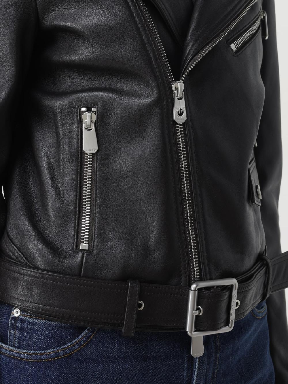Giglio Giacca Biker Di Pelle Pinko