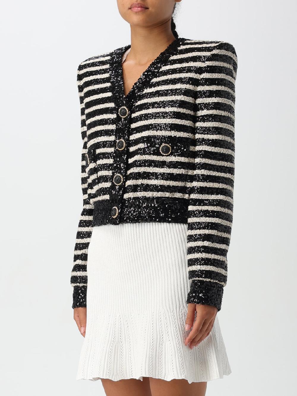 Giglio Giacca Crop Di Paillettes A Righe Balmain