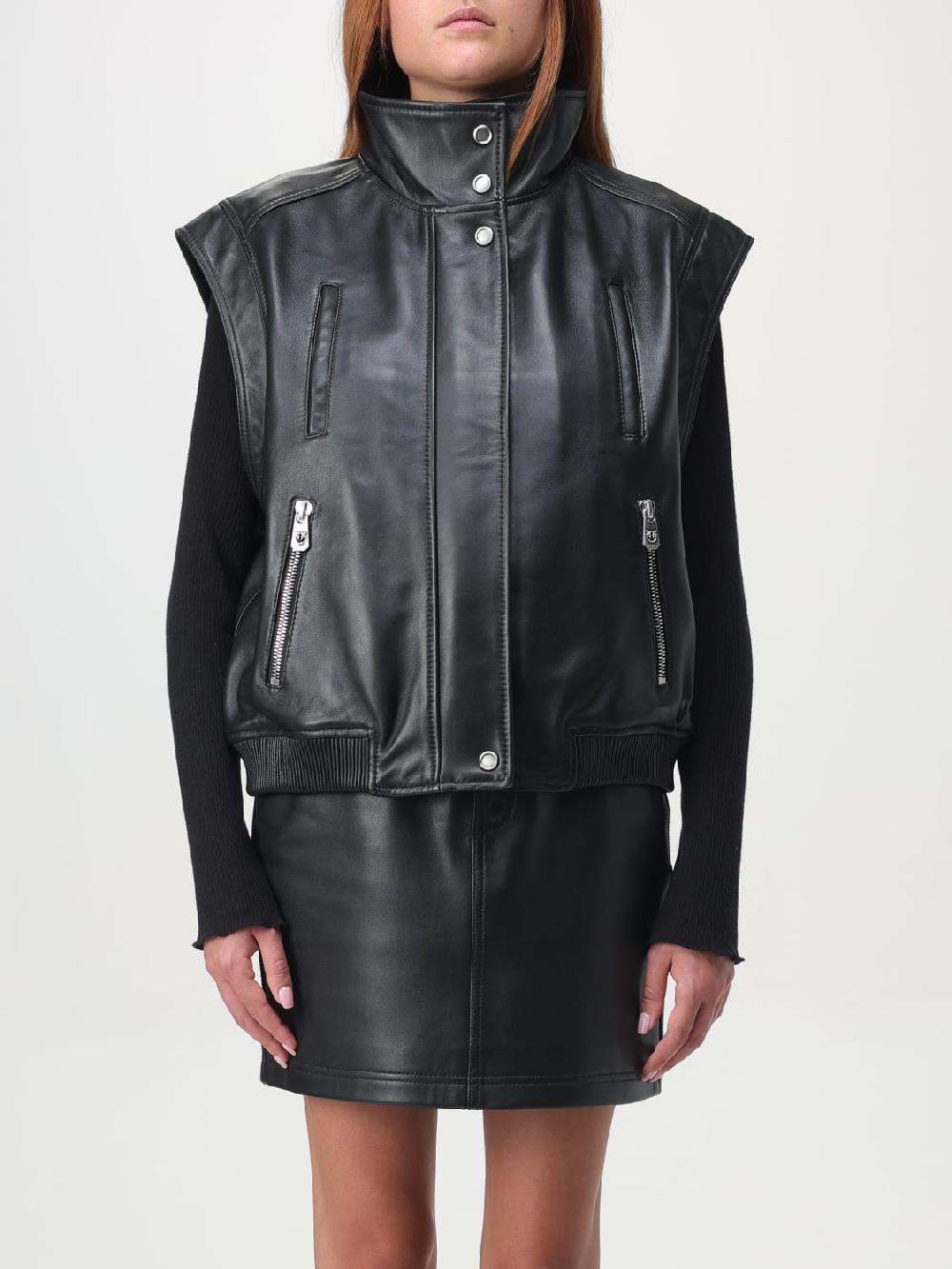 Giglio Gilet biker di pelle Pinko