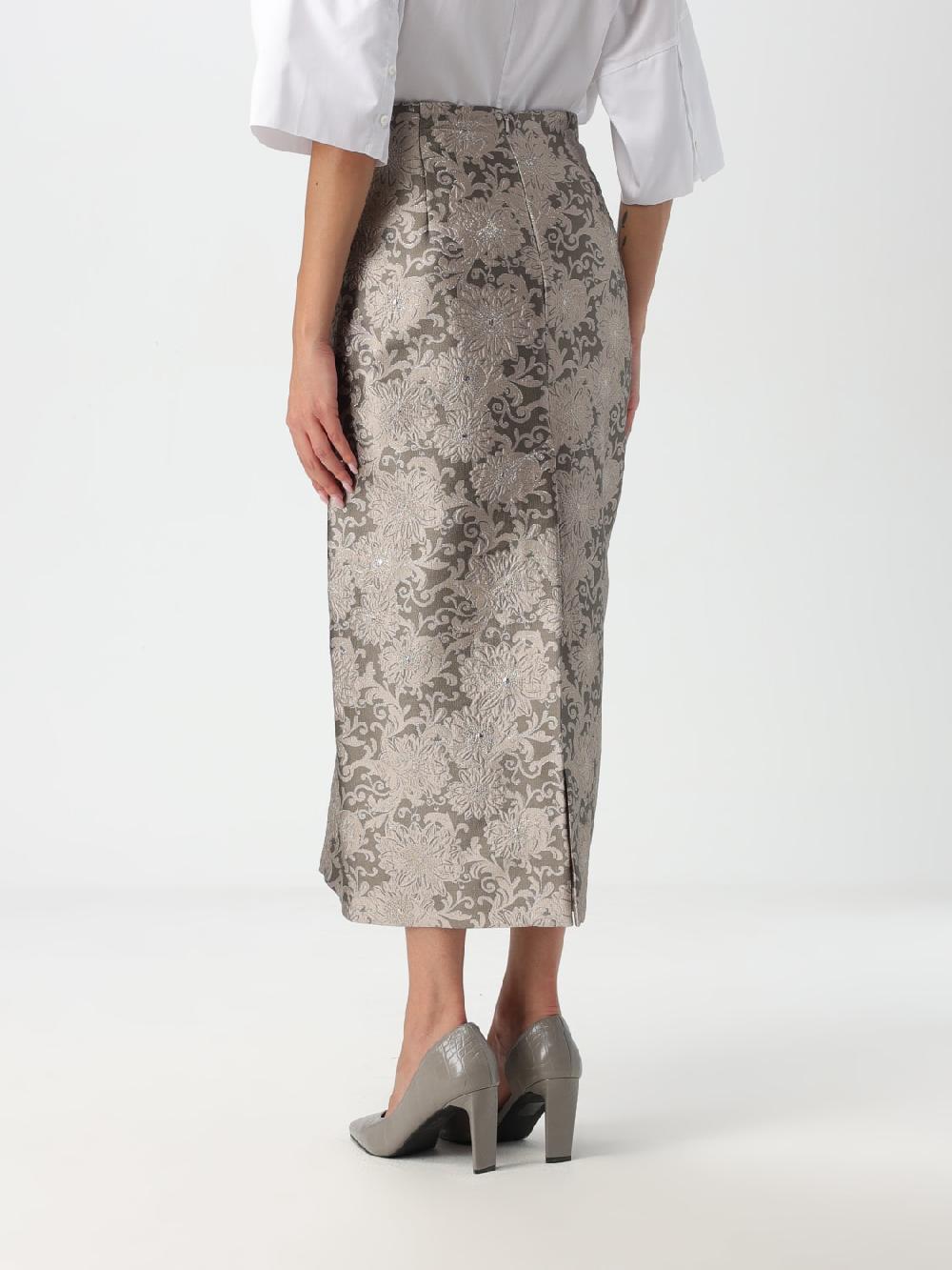 Giglio Gonna A Tubo 's Max Mara In Broccato