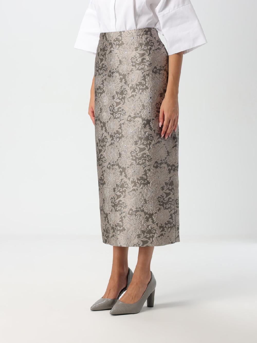 Giglio Gonna A Tubo 's Max Mara In Broccato