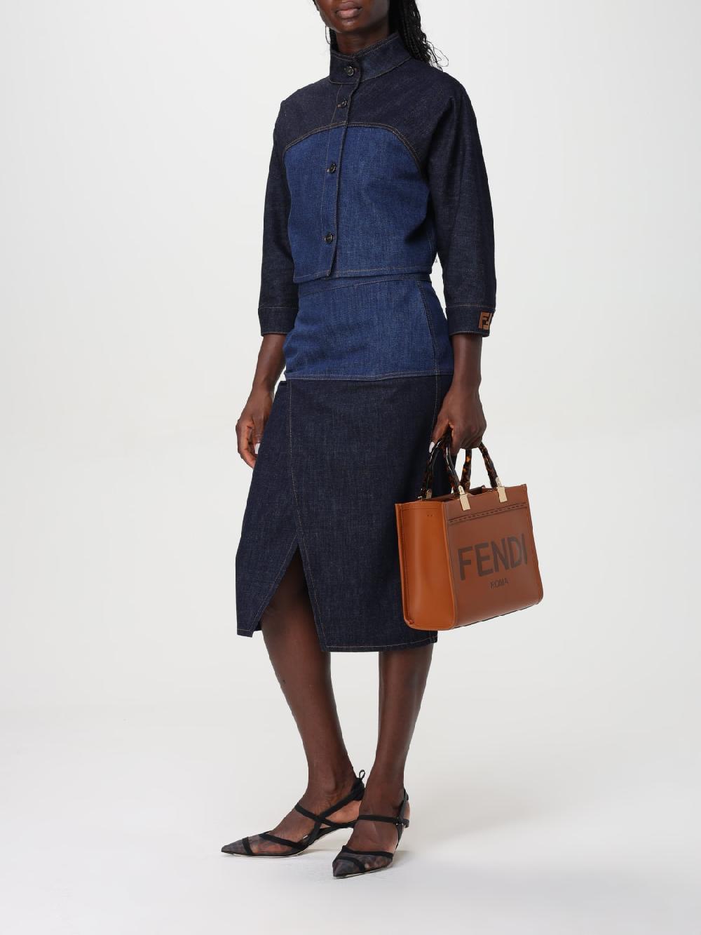 Giglio Gonna Di Jeans Fendi Bicolore